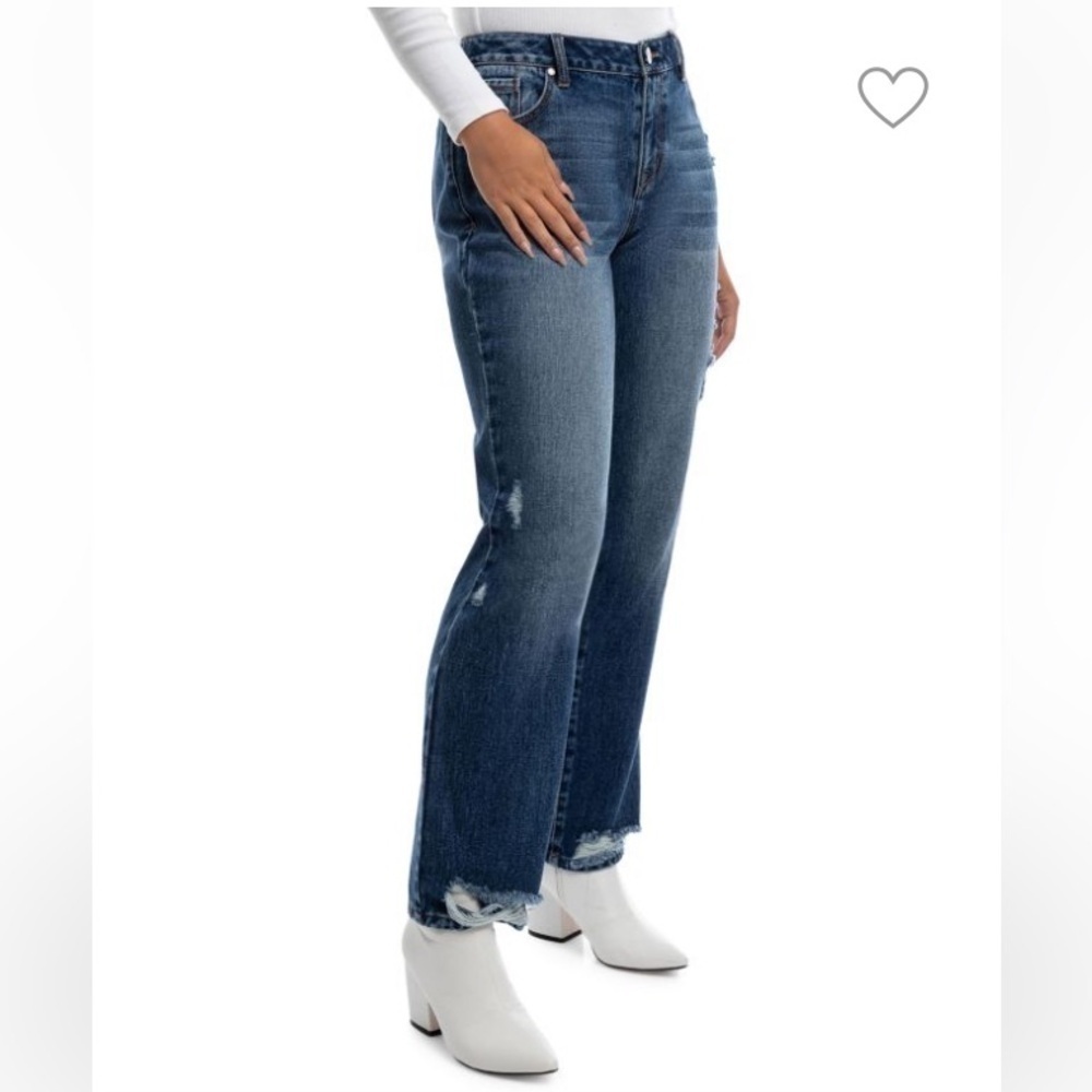 1822 DENIM Minna Distressed Straight Leg Jeans No Gap Waistband Baggy Loose NWT - Picture 16 of 16